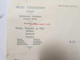 Matti Väänänen Terva-, Tärpätti-, ja Pikitehdas, Viipuri 23. maaliskuuta 1921 -asiakirja