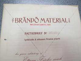 Oy Brändö Material Ab, ett tusen finska mark, Brändö 1919 -osakekirja
