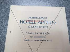 Ab Hotel Apollo, Helsinki, 1 000 mk -osakekirja