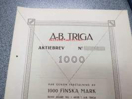 Ab Triga, Helsinki, 1 000 mk -osakekirja