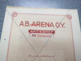 Ab Arena Oy, Helsinki 1916, 500 mk -osakekirja