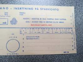 IBM säästöönpano-kortti 1950-luvulta / Insättning på sparkonto