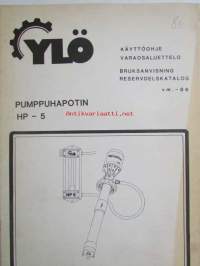 Ylö Pumppuhapotin HP - 5, -käyttöohje ja varaosaluettelo / bruksanvisning och reservdelskatalog vm. -86
