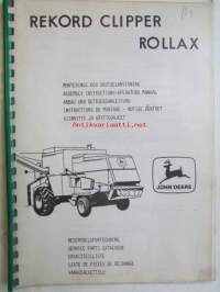John Deere Record Clipper Rollax -Kiinnitys, käyttöohjeet ja varaosaluettelo