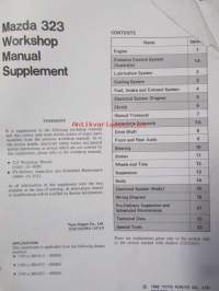 Mazda 323 - 1100cc BD1012-800001, 1300cc, BD1032- 800001, 1500cc BD1052-800001, Workshop Manual Supplement