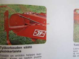 JF Haravapöyhin Monitoimikone joka sopii haravointiin karhojen kääntöön ja karhojen levitykseen -Maatalouskoneen myyntisesite