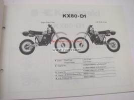 Kawasaki KX80-D parts catalog -varaosaluettelo