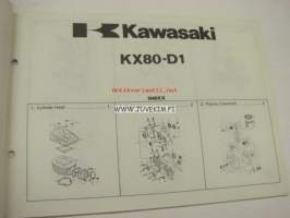 Kawasaki KX80-D parts catalog -varaosaluettelo