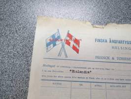 Finska Ångfartygs Aktiebolaget / &quot;Finlandia&quot; -konossementti 22.4.1939