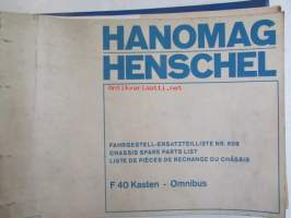 Hanomag Henschel, F40 Kasten - Omnibus,  Ausgabe A 1971, -Varaosakirja, Katso tarkemmat moottori ja mallimerkinnät.