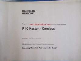 Hanomag Henschel, F40 Kasten - Omnibus,  Ausgabe A 1971, -Varaosakirja, Katso tarkemmat moottori ja mallimerkinnät.