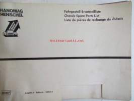 Hanomag Henschel, F 55 und F 65 Kasten - L, Ausgabe A 1973-varaosakirja, Katso tarkemmat moottori ja mallimerkinnät.