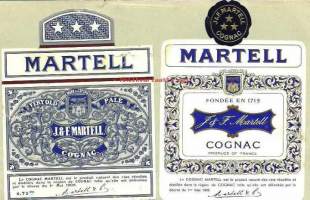 Martell konjakki   - viinaetiketti 2 eril.  Martell is the oldest of the big cognac houses. Similar to Rémy Martin, but a few years older still, Martell will soon