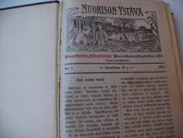 Nuorison ystävä : Ewankeelis-luterilaisen nuorukais-yhdistyksen lehti 1902 nr 1 - 1906 nr 12  sidottu yhteen kirjaan 5 vuosikertaa