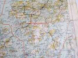 Suomen taloudellinen kartta, Turku ja ympäristö alueet, 1:100 000 Merivoimien leimalla peruskartta 1940