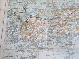 Suomen taloudellinen kartta, Turku ja ympäristö alueet, 1:100 000 Merivoimien leimalla peruskartta 1940