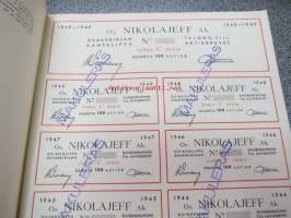 Oy Nikolajeff Ab Helsinki 10 000 mk -osakekirja