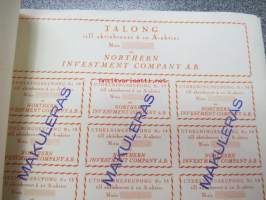 Northern Investment Company Ab, 10 A-aktier, 10 000 mk; Helsinki -osakekirja -share certificate