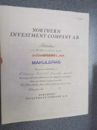 Northern Investment Company Ab, 1 B-aktie, 1 000 mk; Helsinki -osakekirja -share certificate