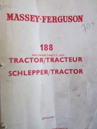 Massey-Ferguson MF 188 Parts Book -varaosaluettelo 4:llä eri kielellä.