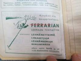 Maatalouskalenteri 1947, runsaasti mainoksia maatalouteen liittyen