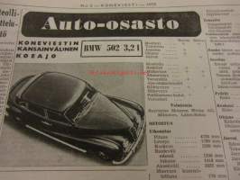 Koneviesti 1959 / 3. 11.2.1959 sis. mm. seur. artikkelit  Traktorimoottorin sivuäänien paikallistaminen.Koeajo BMW 502. 3.2 L.Paineilmakompressorit.Snow-Trac