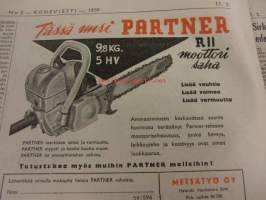 Koneviesti 1959 / 3. 11.2.1959 sis. mm. seur. artikkelit  Traktorimoottorin sivuäänien paikallistaminen.Koeajo BMW 502. 3.2 L.Paineilmakompressorit.Snow-Trac