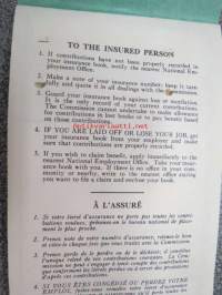Canada insurance book -kanadalainen eläkevakuutuskirja, jossa 5 merkkiä, suomalaissyntyisen henkilön