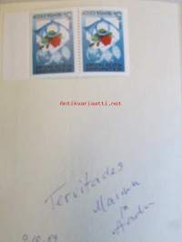 Ex Libris 50 Aastat Esimese Eks Liibrisklubi Asutamisest Eestis Talinn 1989 -kirjanomistajamerkki, Taitettu kortti2 käyttämätöntä CCCP postimerkkiä