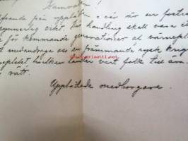 Upbådsstreijk -kutsuntalakkoon v. 1901 liittyviä lentolehtisiä / kirjoitelmia ruotsin kielellä 4 kpl