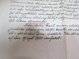 Upbådsstreijk -kutsuntalakkoon v. 1901 liittyviä lentolehtisiä / kirjoitelmia ruotsin kielellä 4 kpl