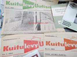 Kuitulevy -esittelykansio, jossa eri tehtaitten erillisiä ja yhteisesitteitä, lehtiä &amp; mainoksia