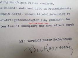 Paul Kappmeier, Kunstmaler, Lüneburg 13.7.1923, tarjouskirje maalauksista Littoinen Oy:lle (Yleisen saksalaisinnostuksen ja moraalisen kiitollisuuden velan