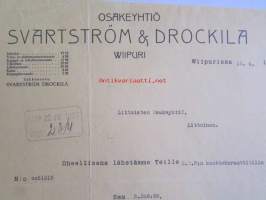 Osakeyhtiö Svartström &amp; Drockila Wiipuri 16.4.1927 -asiakirja