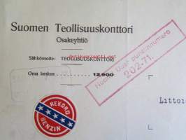 Suomen Teollisuuskonttori osakeyhtiö, Helsingissä toukokuun 16. 1927 -asiakirja