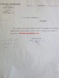 Aaro Ikonen Osakeyhtiö, Mikkeli marraskuun 1. 1922 - asiakirja