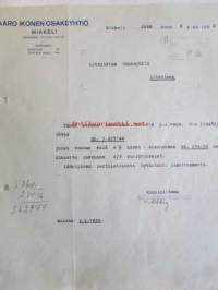 Aaro Ikonen Osakeyhtiö, Mikkeli lokakuun 6. 1922 - asiakirja
