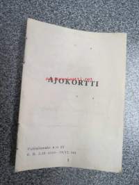 Ajokortti Oiva Anton Roos, Stuertti, Helsinki 3.11.1959 -ammattiajokortti, jossa leimamerkkejä