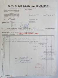 O.Y. Masalin ja Kumpp. Helsinki kesäkuun 22. 1939. -asiakirja