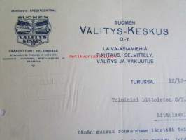 Suomen Välitys-Keskus Oy, Turussa 12/12-1923 -asiakirja