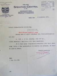 Finland Spedition-Central Ab, Turussa 6. november 1923 -asiakirja