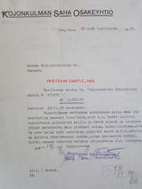 Kojonkulman Saha Osakeyhtiö, Turku 28. huhtikuuta 1939 -asiakirja