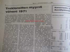 Koneviesti 1972 nr 5 -mm. Lannanpoisto puristimella, Pätkä pois ja peltoa lisää, Rivilannoitus perunaviljelyssä, Rehurobotti, Onko kyntö välttämätöntä?,