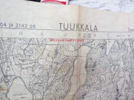 Tuukkala (Mikkeli) topografinen kartta 1:20 000, ote top. kartoista 3142 04 ja 3142 05 v. 1947/49