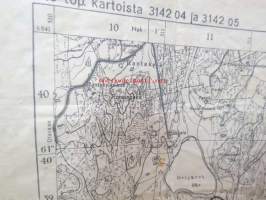 Tuukkala (Mikkeli) topografinen kartta 1:20 000, ote top. kartoista 3142 04 ja 3142 05 v. 1947/49