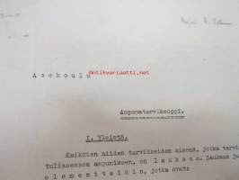 Erä korkeamman sotilaskoulutuksen harjoitustöitä ja luentoja yms.