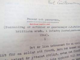 Erä korkeamman sotilaskoulutuksen harjoitustöitä ja luentoja yms.