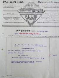 Paul Klug Crimmitfchau, Angebot 6. februar. 1923. -asiakirja