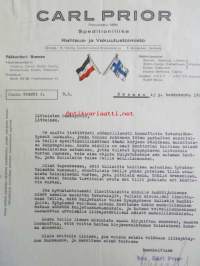 Carl Prior Speditioniliike Rahtaus- ja Vakuutustoimisto, Bremen 13. toukokuuta 1929. -asiakirja