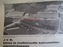 Koneviesti 1972 nr 15 -mm. Fiskarsin Agromat-aura KV:n testissä, Puimurit puntarissa, Näkymiä farmilta Englannista, JCB tehoa ja tuottavuutta kaivureitten